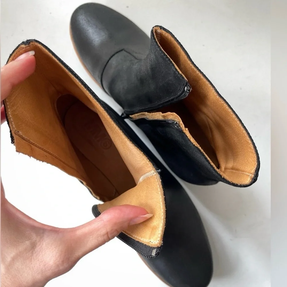 MM6 MAISON MARGIELA | 38.5 / 8 | La Garçonne Waxed Boot Platform Cracked Leather